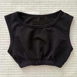 Black Cropped Tank Top with Elastic Hem - Size Small